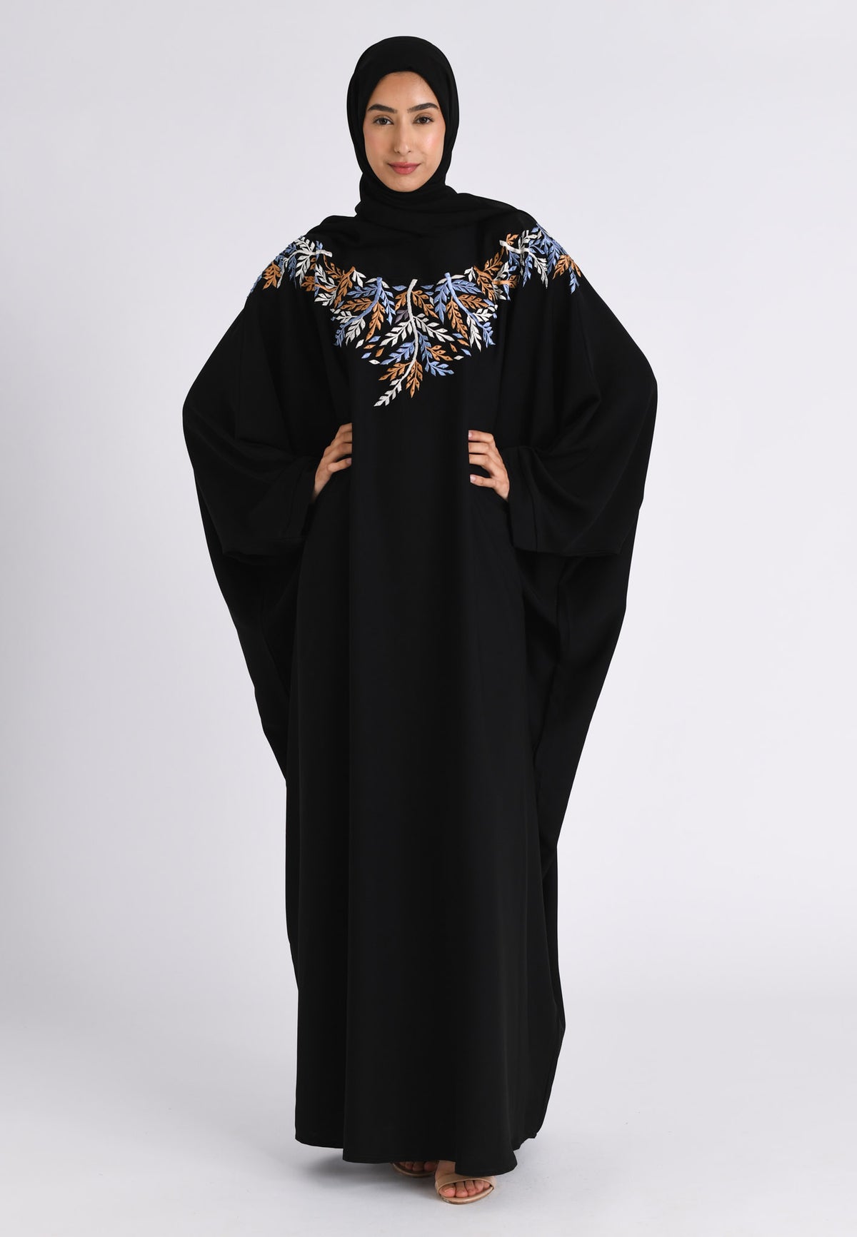 Premium Rio Black Embroidered Farasha