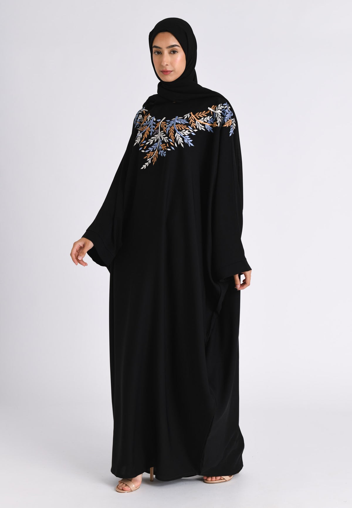 Premium Rio Black Embroidered Farasha