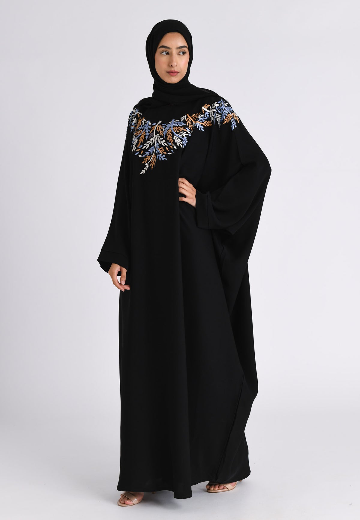 Premium Rio Black Embroidered Farasha