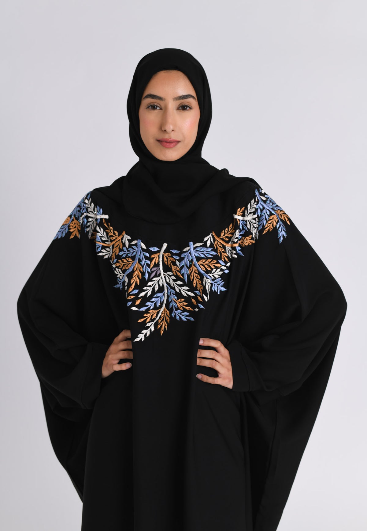 Premium Rio Black Embroidered Farasha