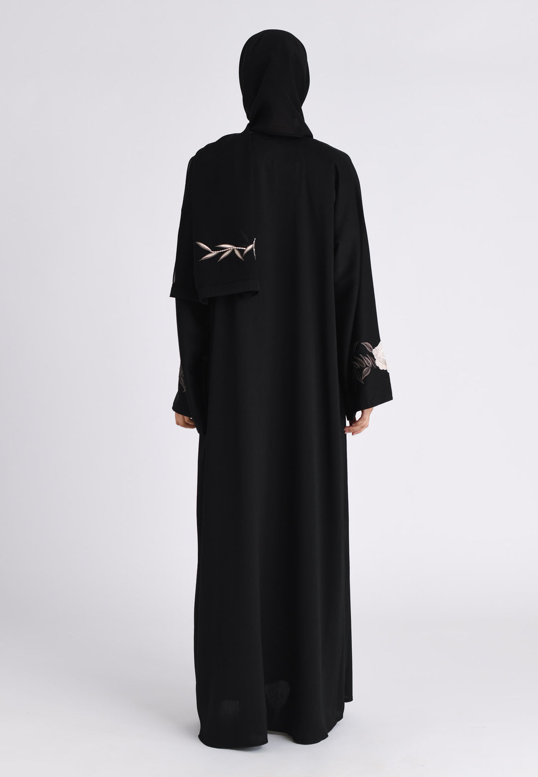 Regal Floral Embroidered Open Abaya