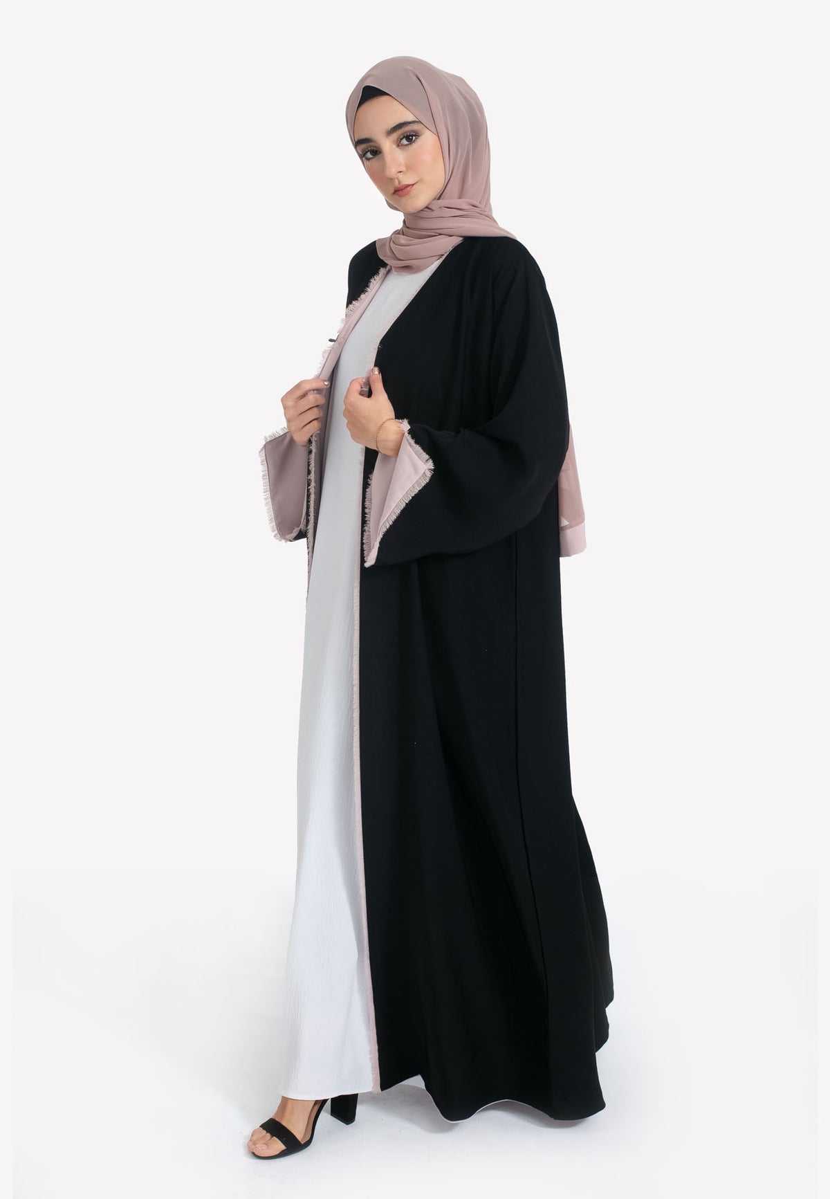 Reversible Black Open Abaya