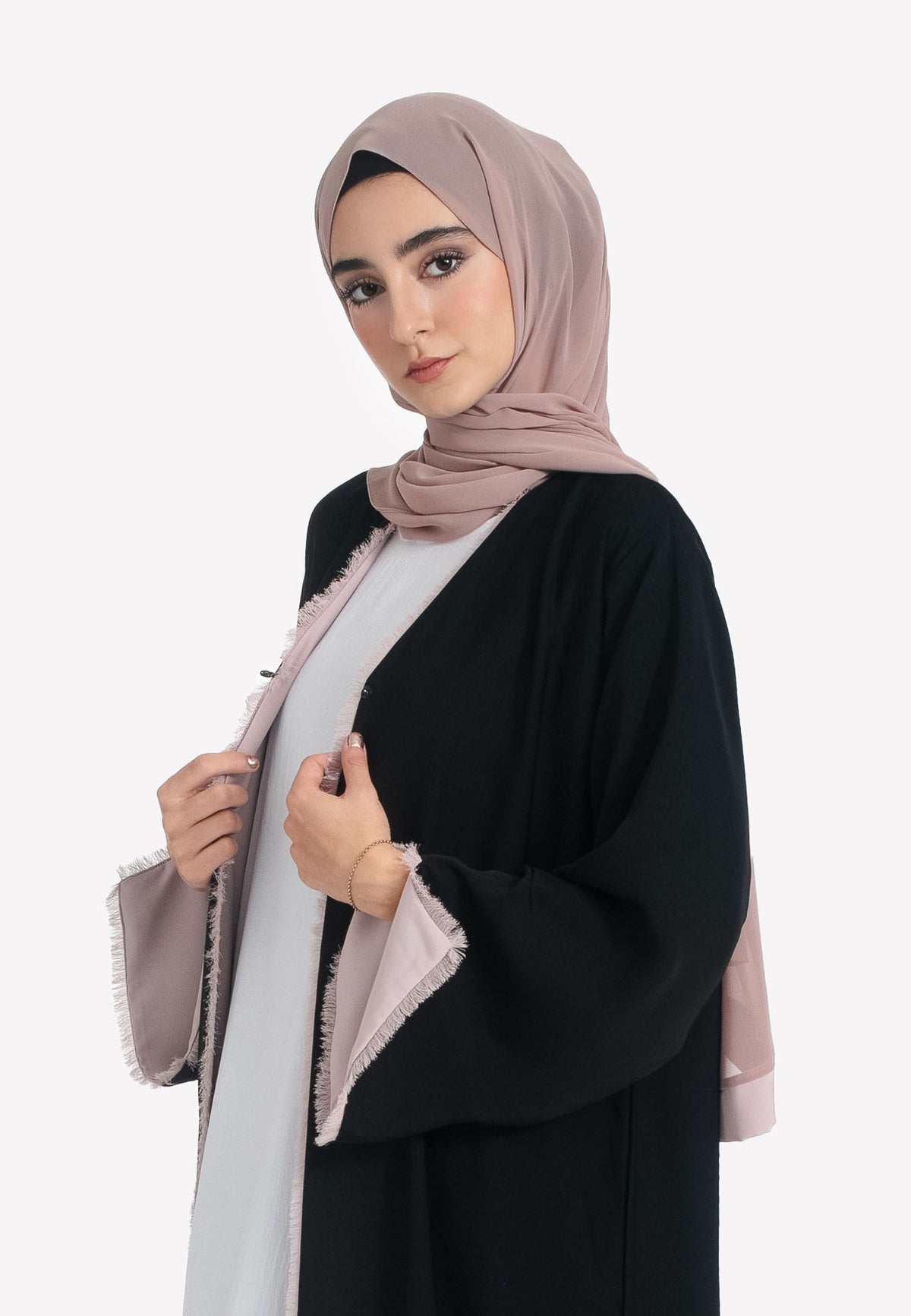 Reversible Black Open Abaya
