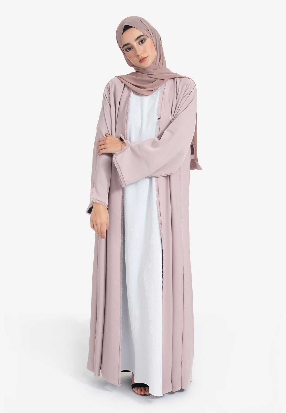 Reversible Nude Open Abaya