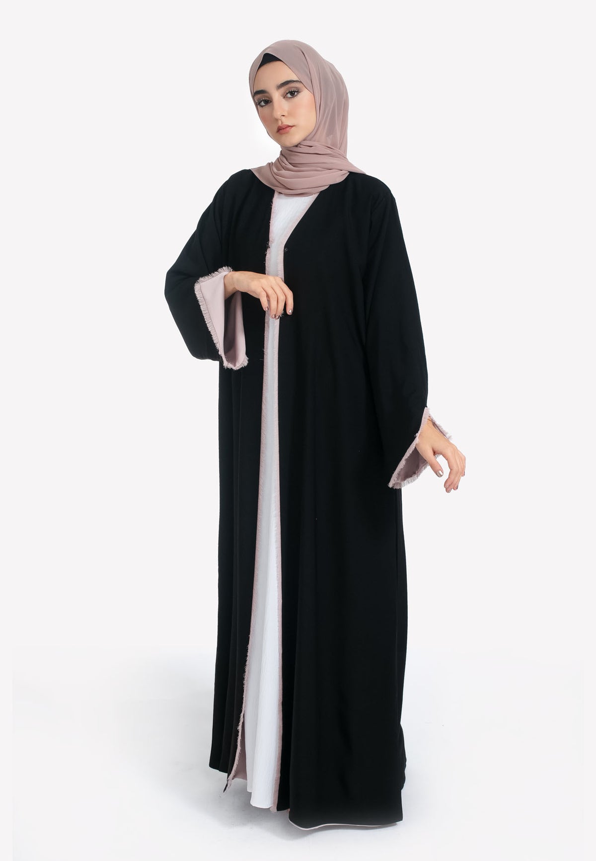Black Reversible Abaya Front