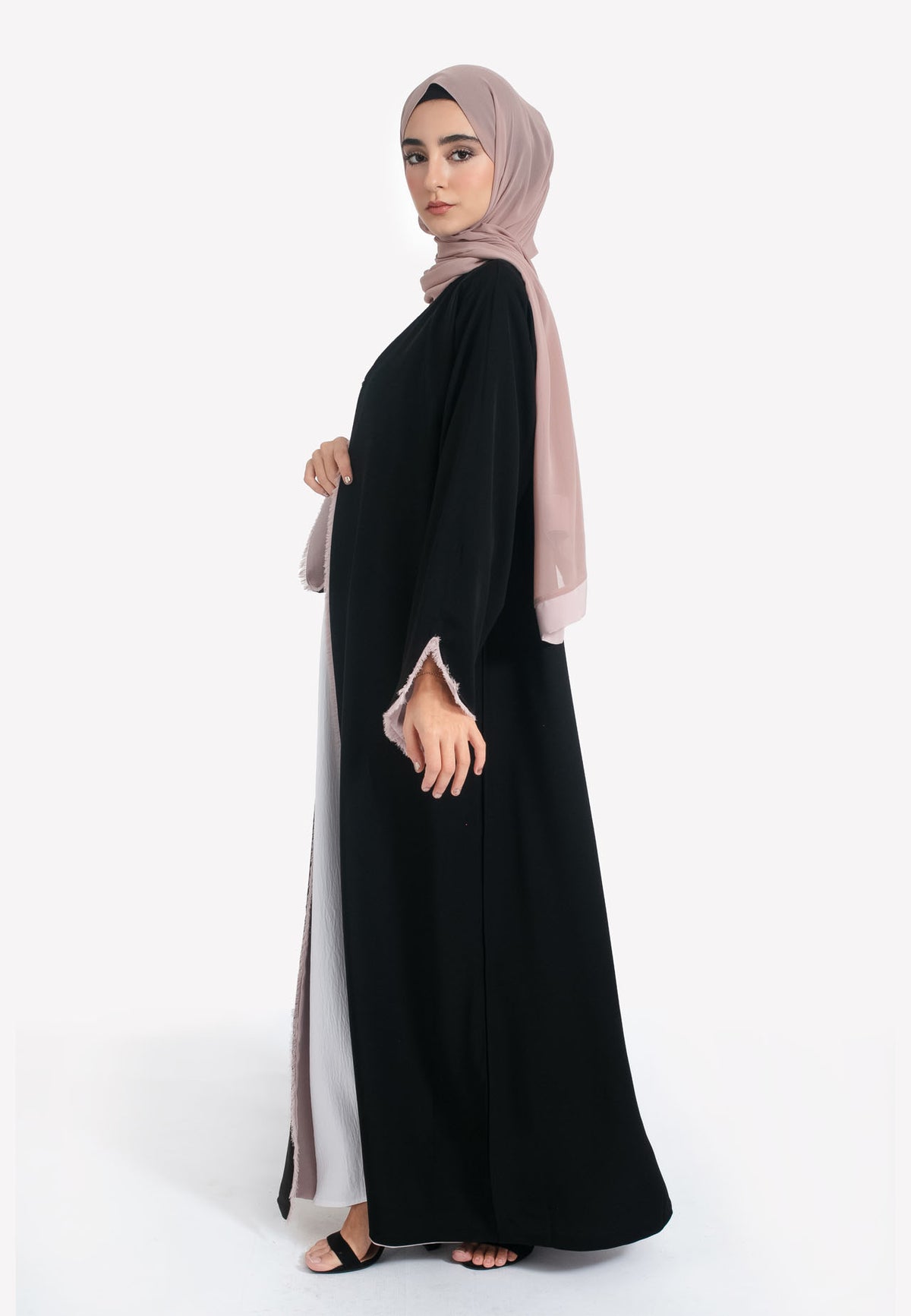 Side of Black Reversible Abaya