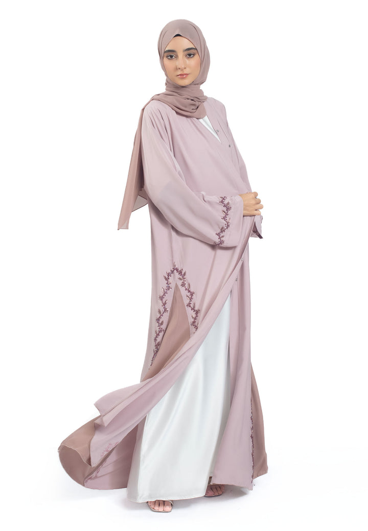 Luxury Rose Embellished Open Abaya