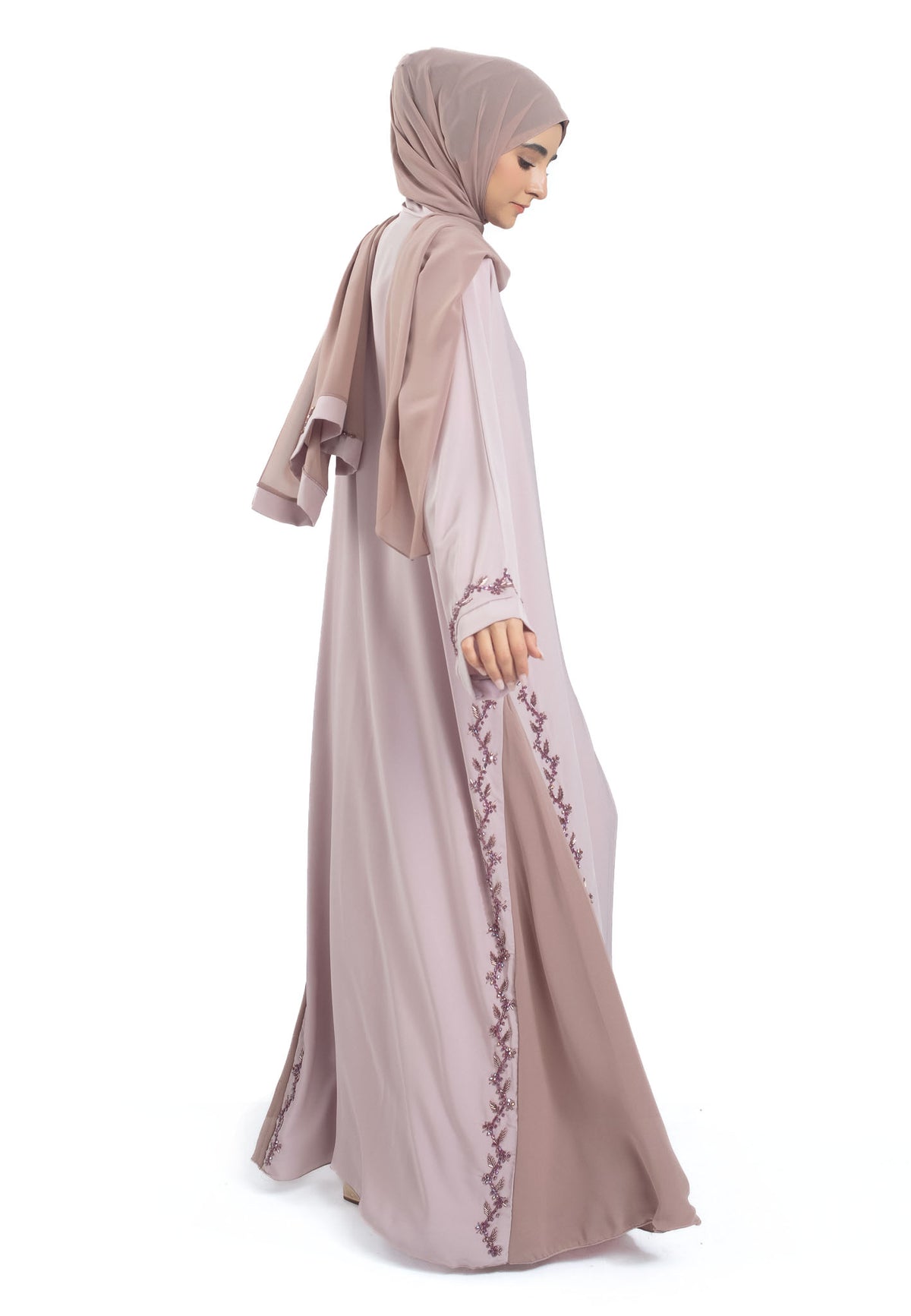Luxury Rose Embellished Open Abaya