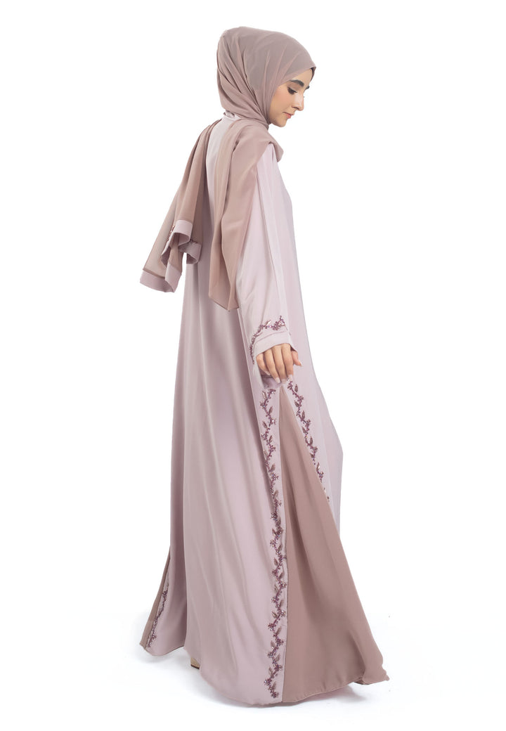Luxury Rose Embellished Open Abaya