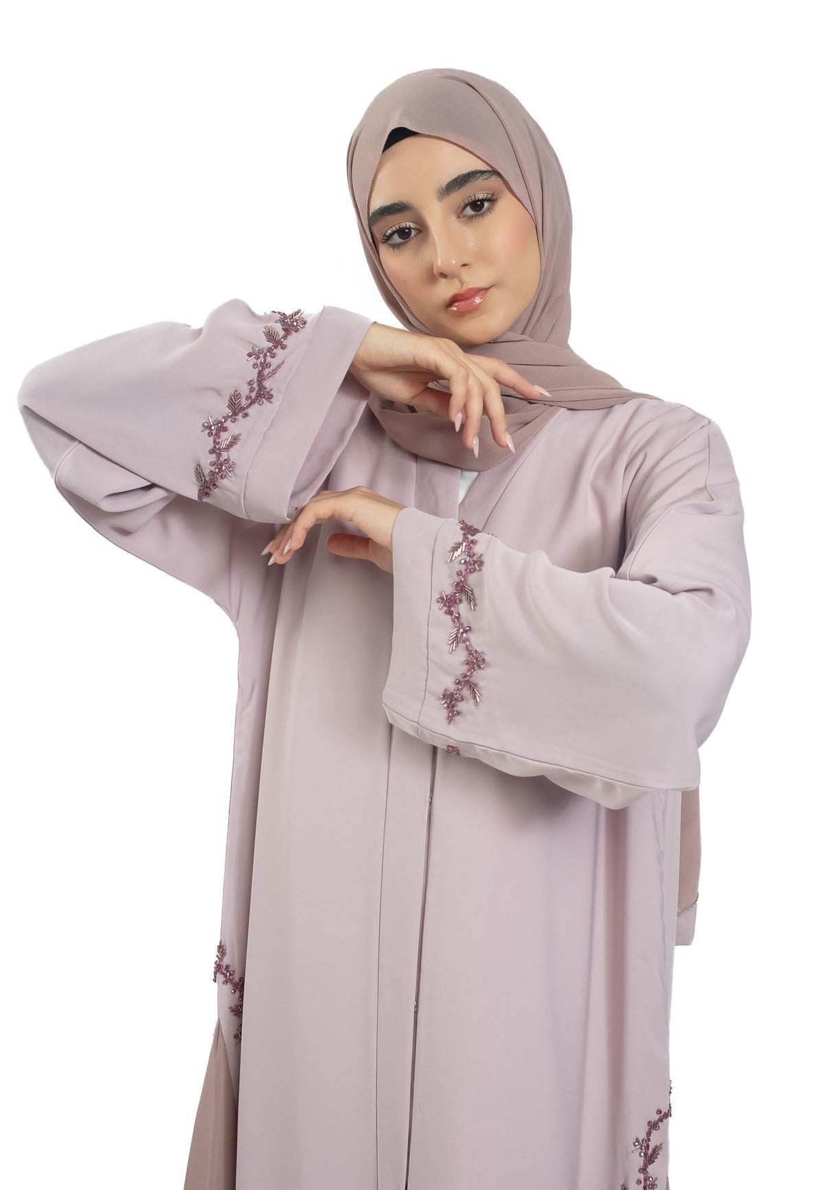 Embellishments on sleeves of Rose Abaya