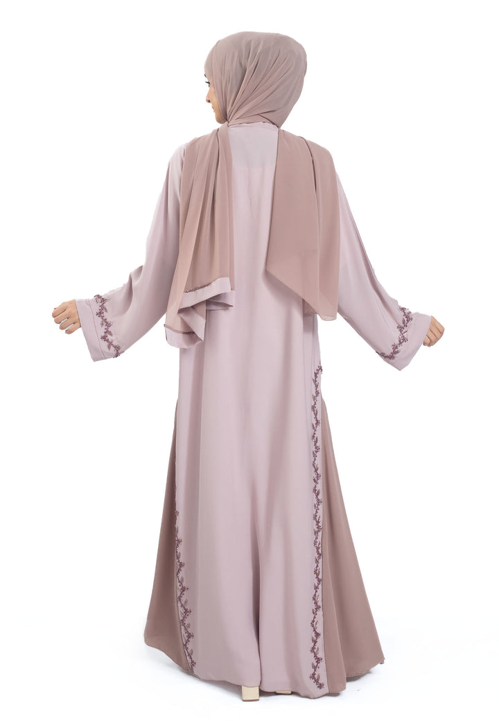 Back of Luxury Rose Embellished Open Abaya
