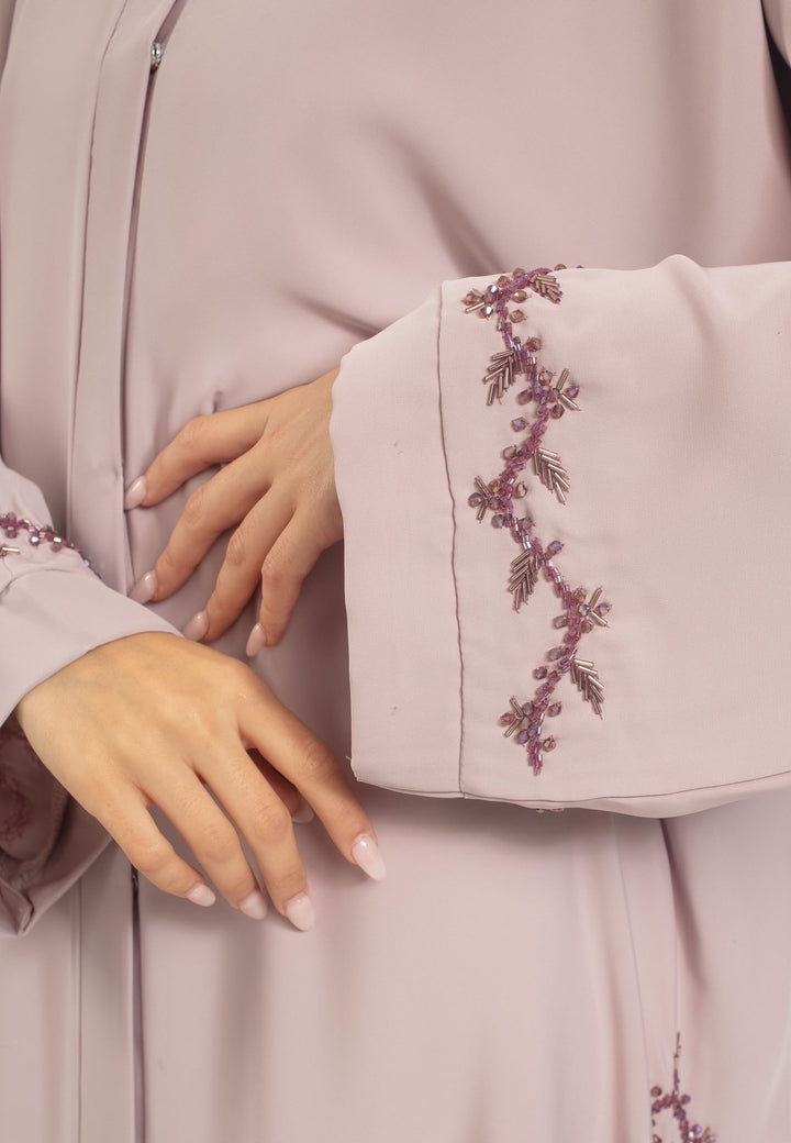 embellishment details on sleeves of rose abaya