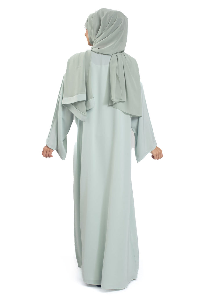 Back of Sage Abaya with Pleats