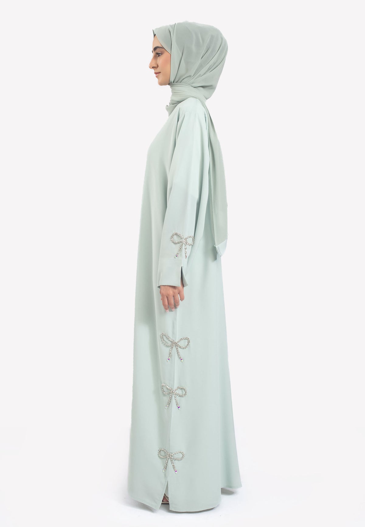 Side - Sage Bow Abaya