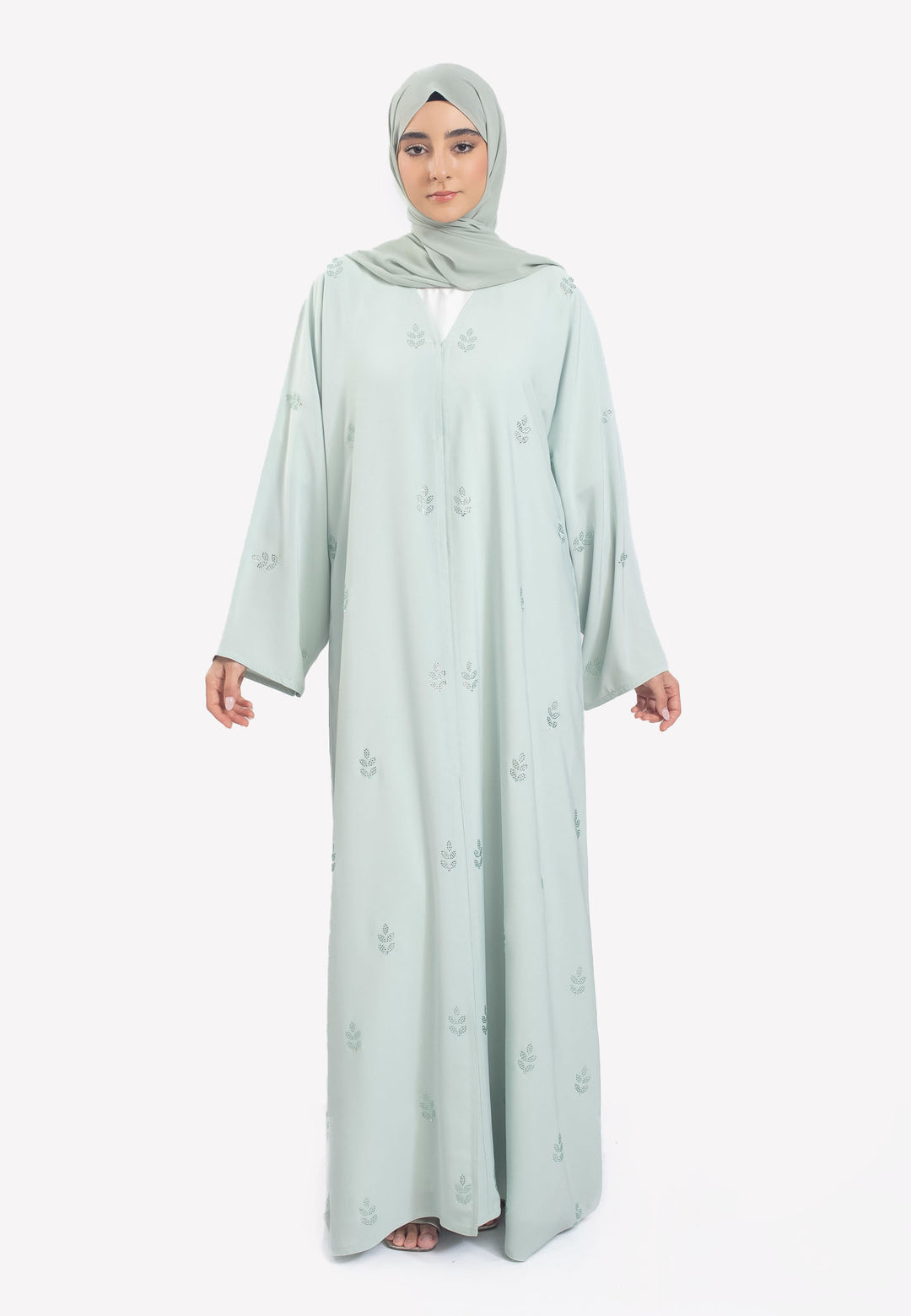 Front Closed - Swarovski Sage Open Abaya