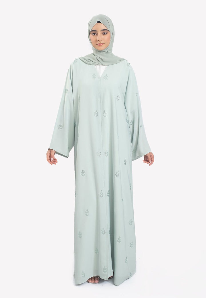 Front Closed - Swarovski Sage Open Abaya