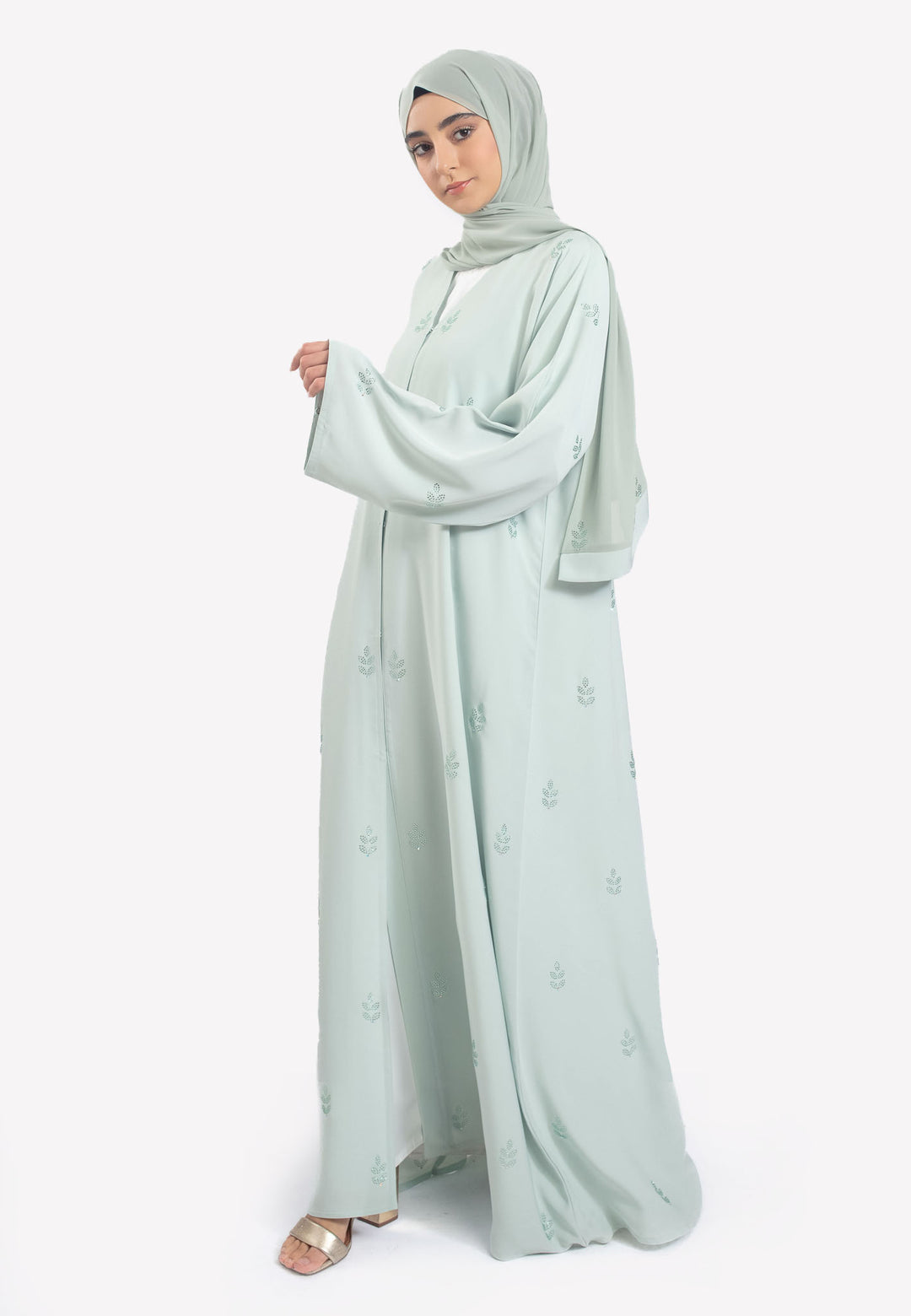 Closed Front - Swarovski Sage Open Abaya