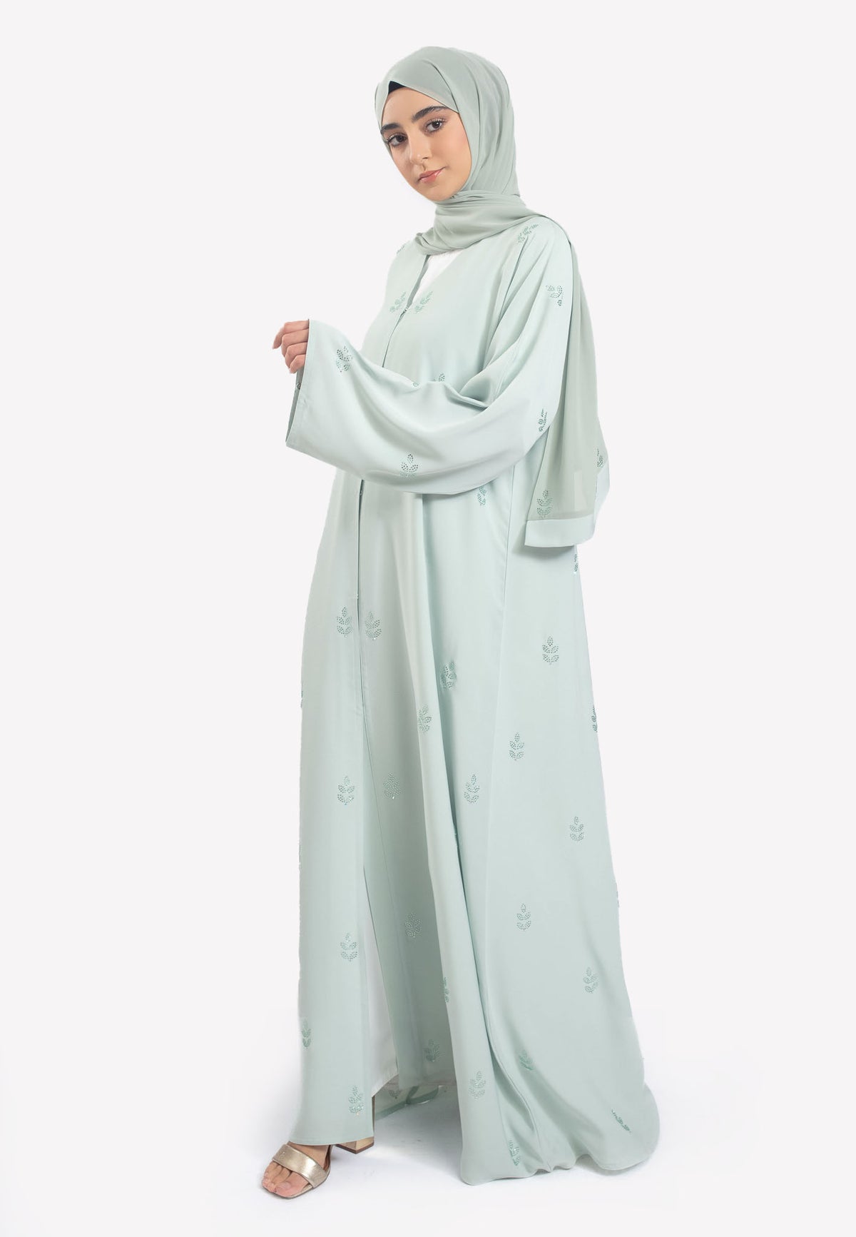 Closed Front - Swarovski Sage Open Abaya