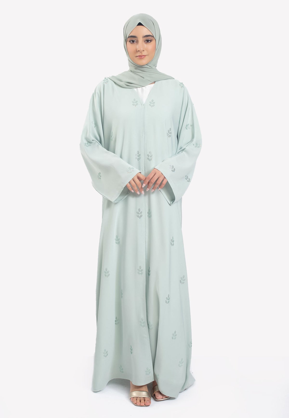Front - Swarovski Sage Open Abaya