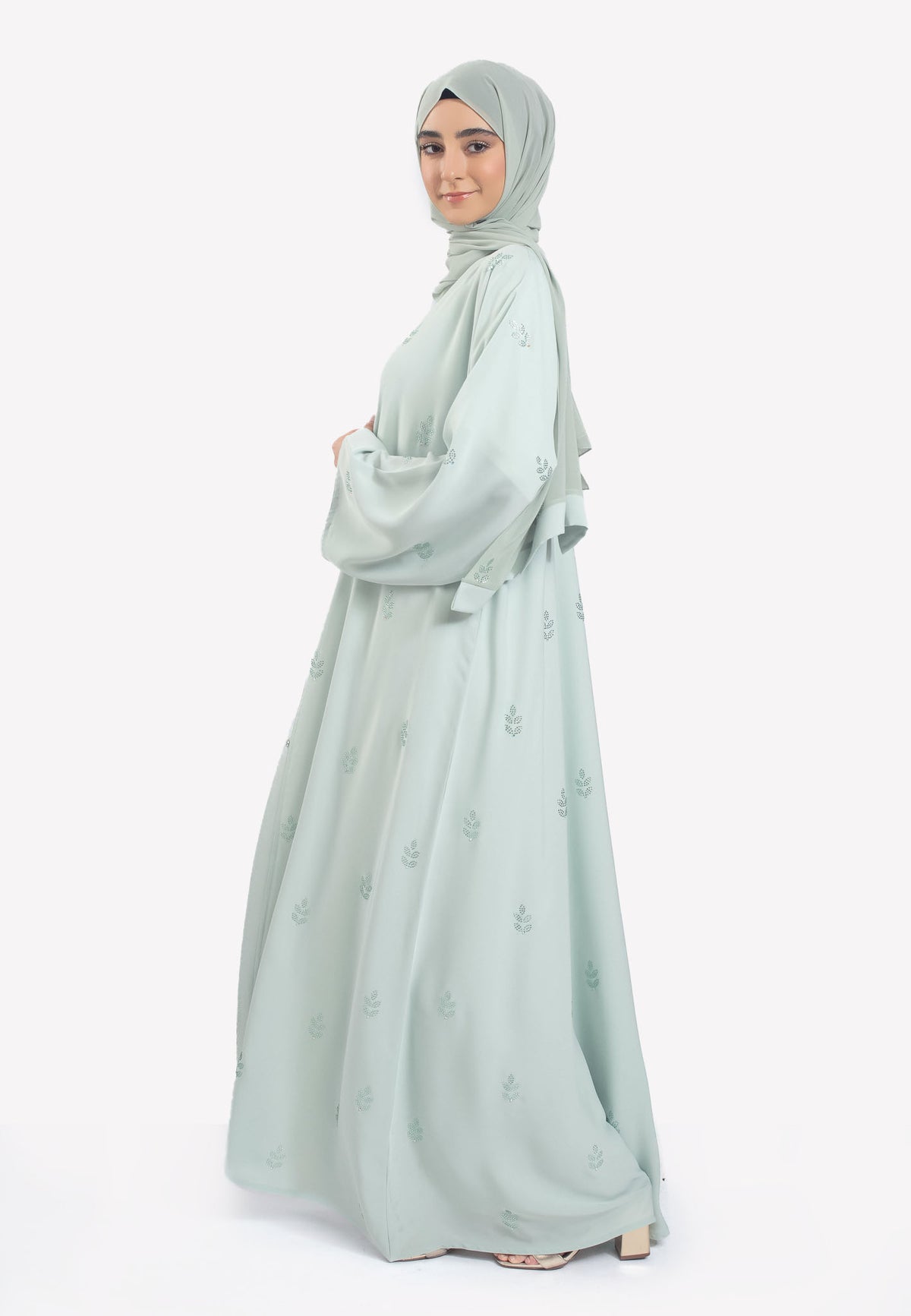 Side - Swarovski Sage Open Abaya