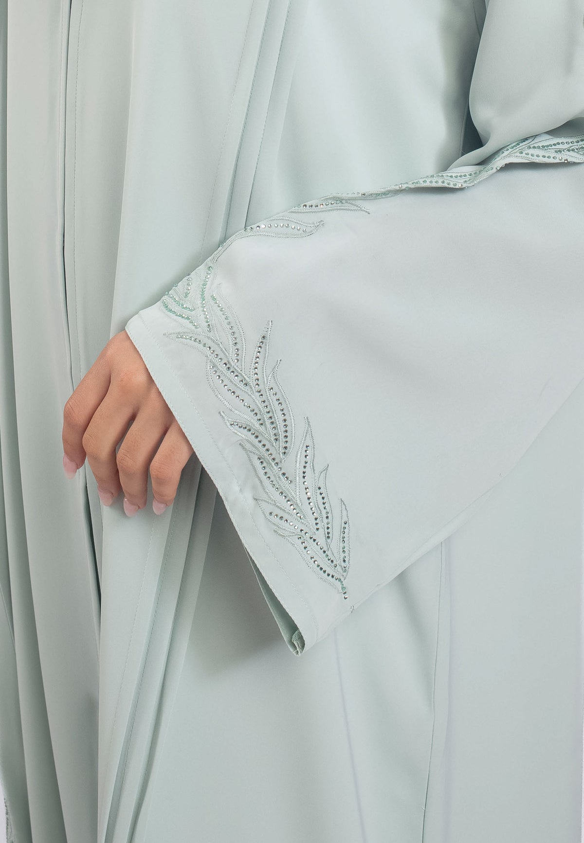 Vine Embroidery on Sage Abaya