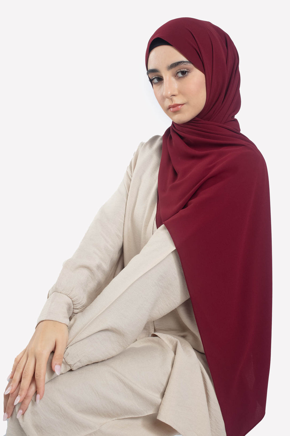 Crimson Georgette Hijab