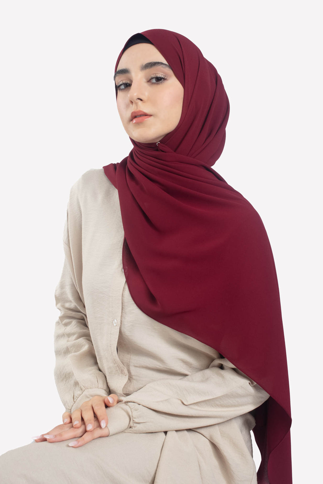 Red Georgette Hijab