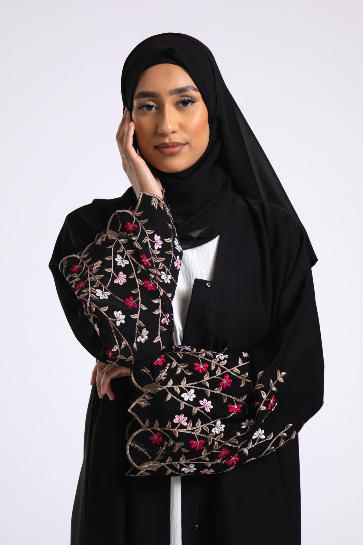 Secret Paradise Bloom Embroidered Open Abaya