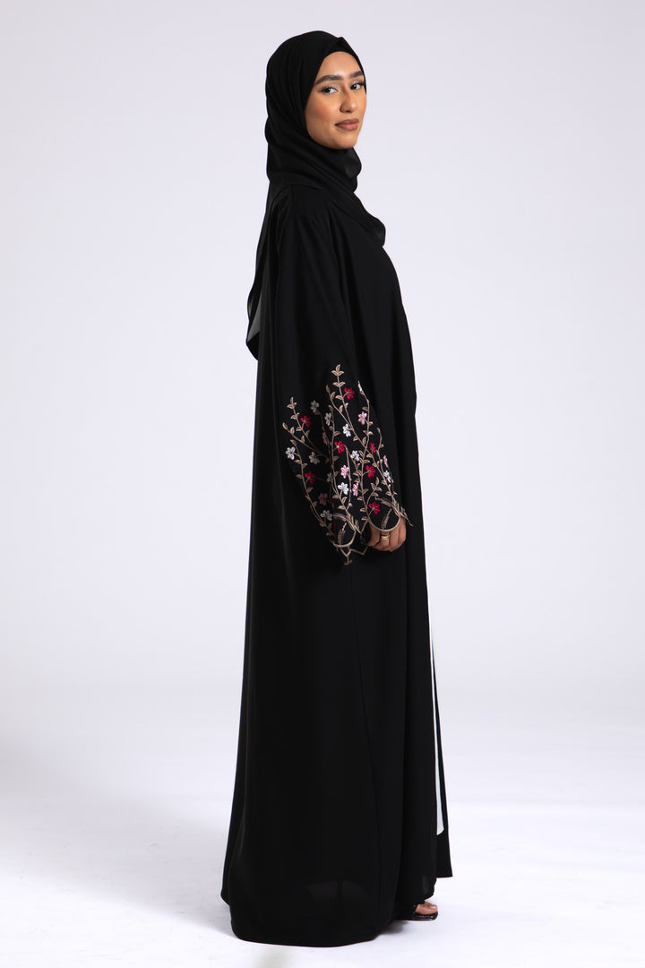 Secret Paradise Bloom Embroidered Open Abaya