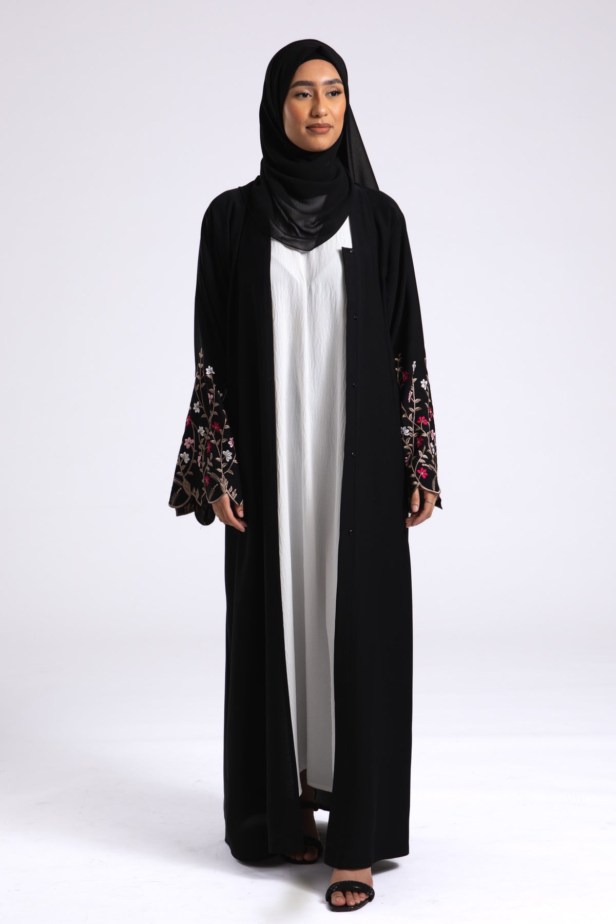 Secret Paradise Bloom Embroidered Open Abaya