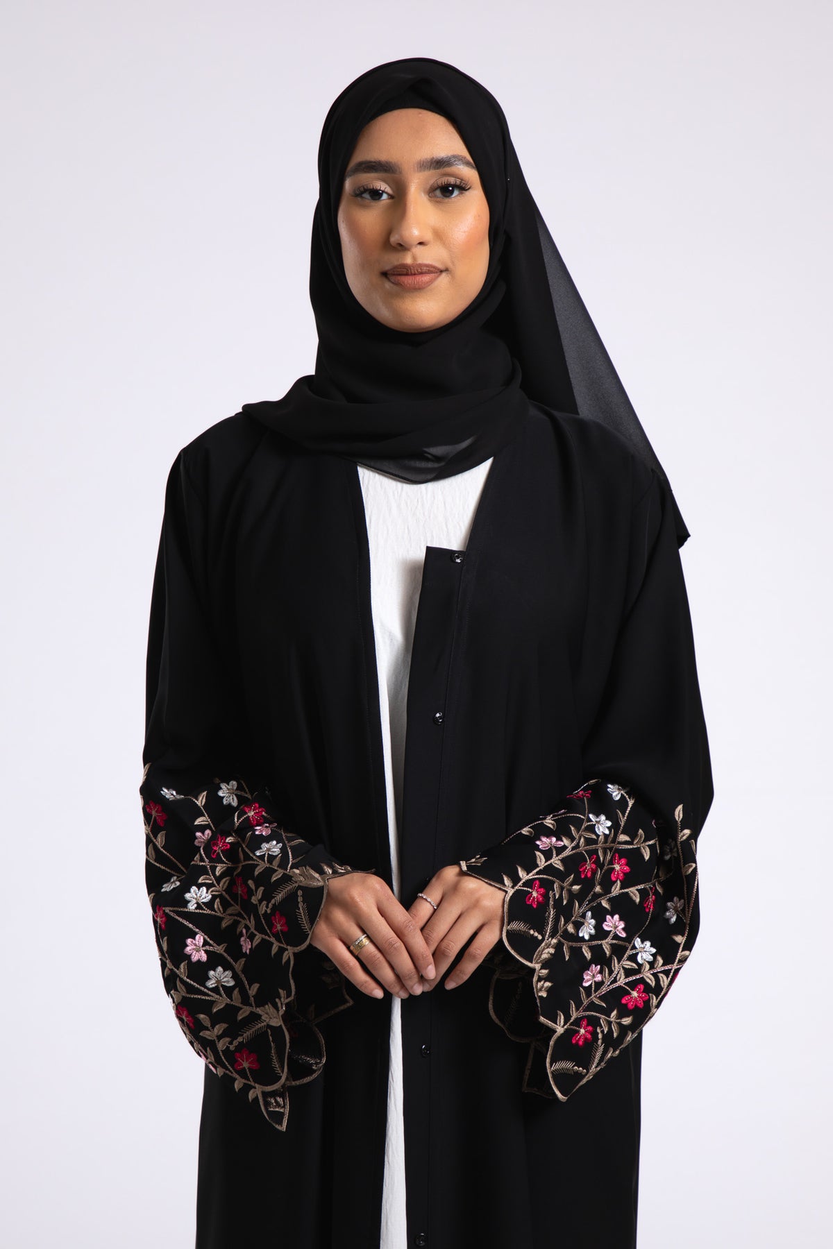 Secret Paradise Bloom Embroidered Open Abaya
