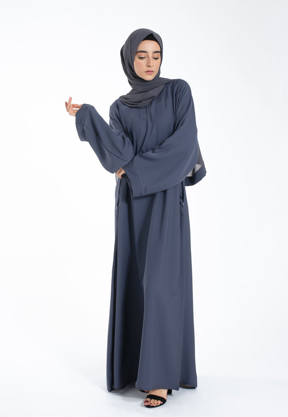 Grey Wide Sleeves Abaya