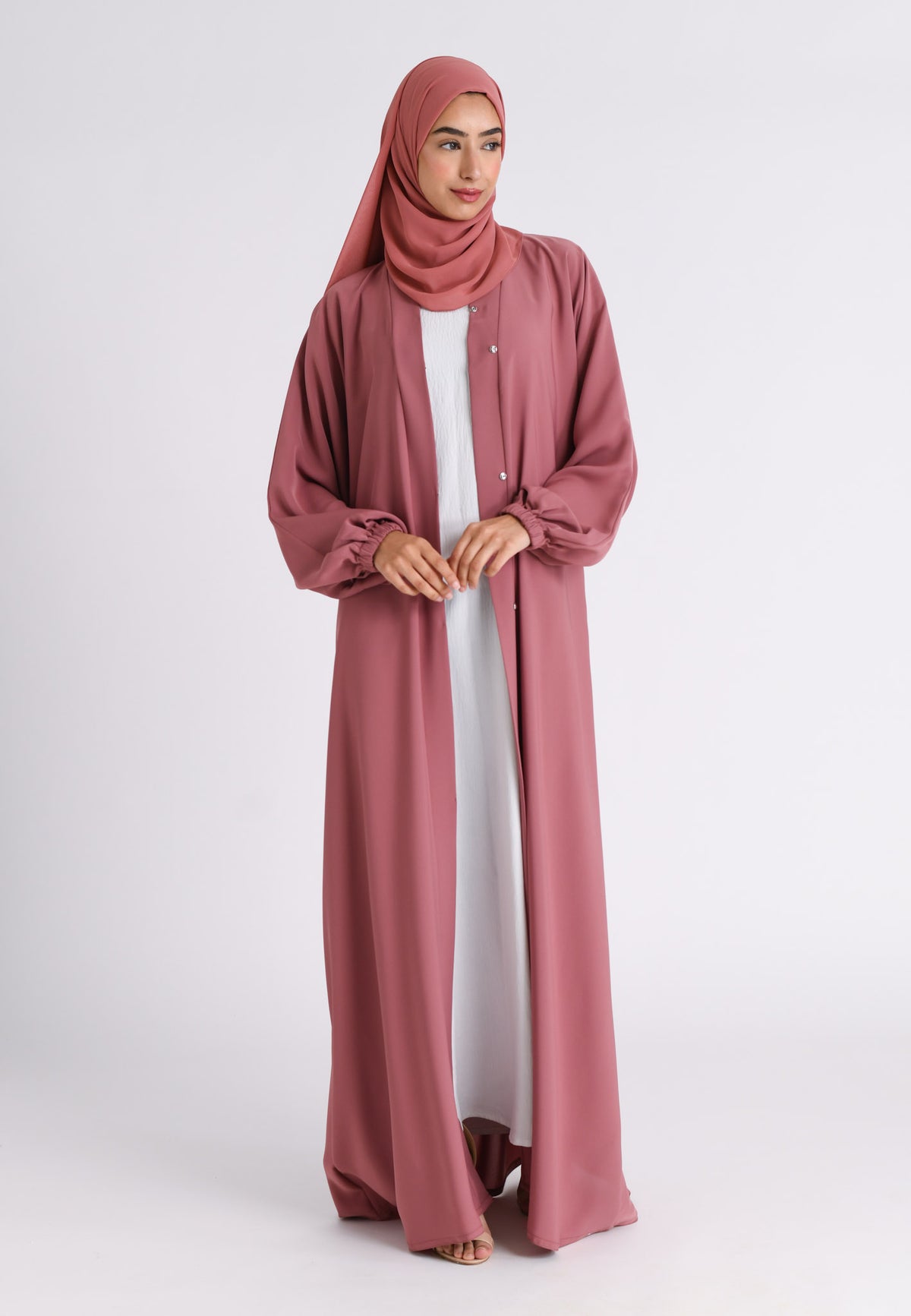 Soft Rosewood Plain Open Abaya