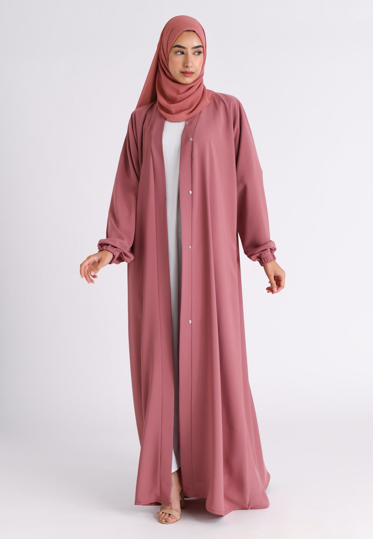 Soft Rosewood Plain Open Abaya