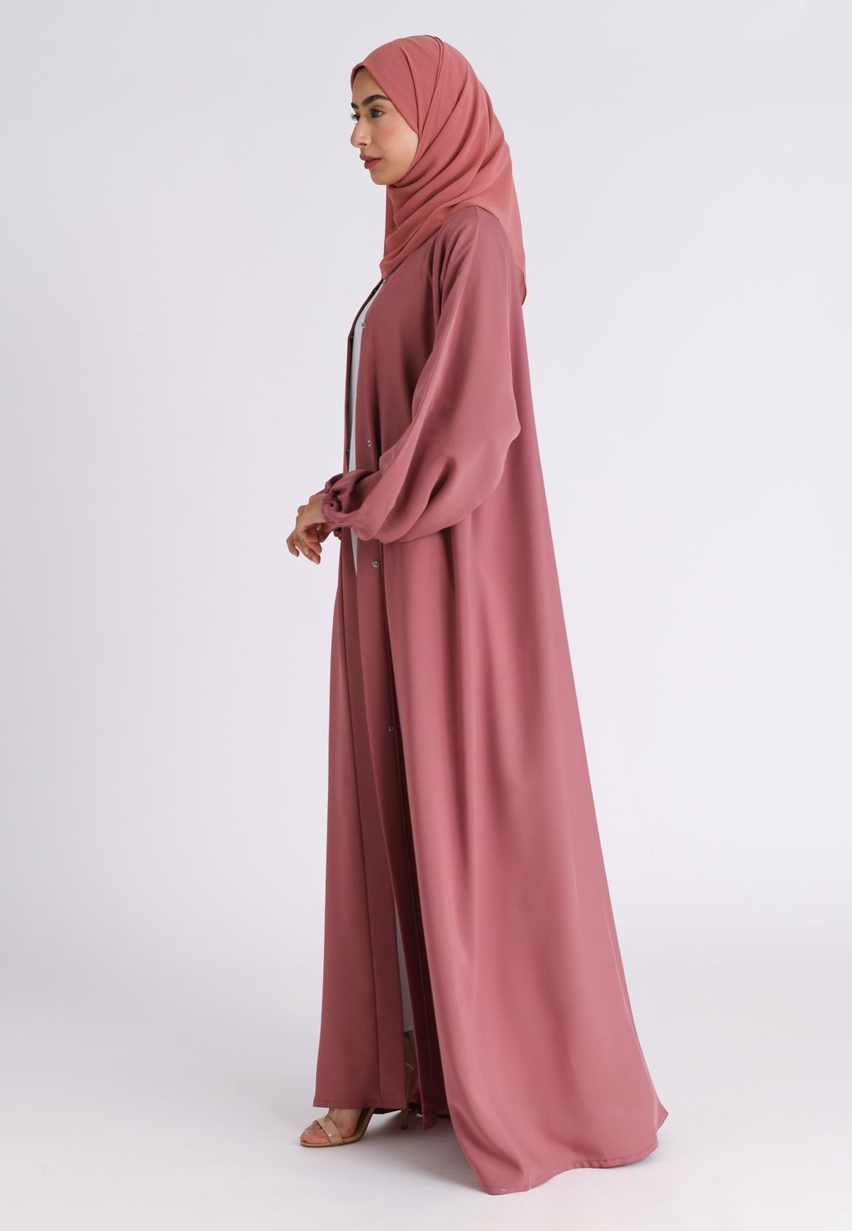 Soft Rosewood Plain Open Abaya