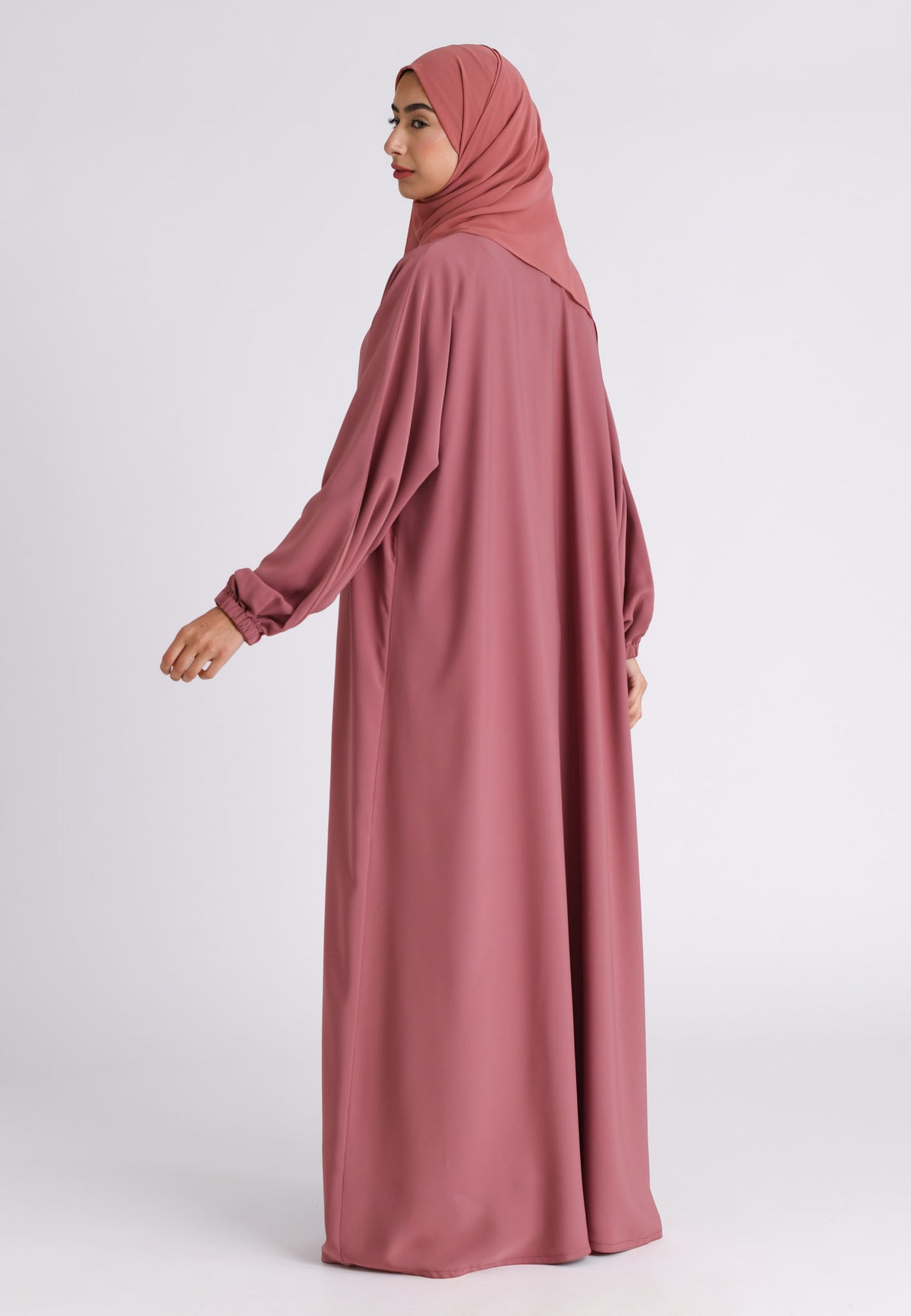 Soft Rosewood Plain Open Abaya