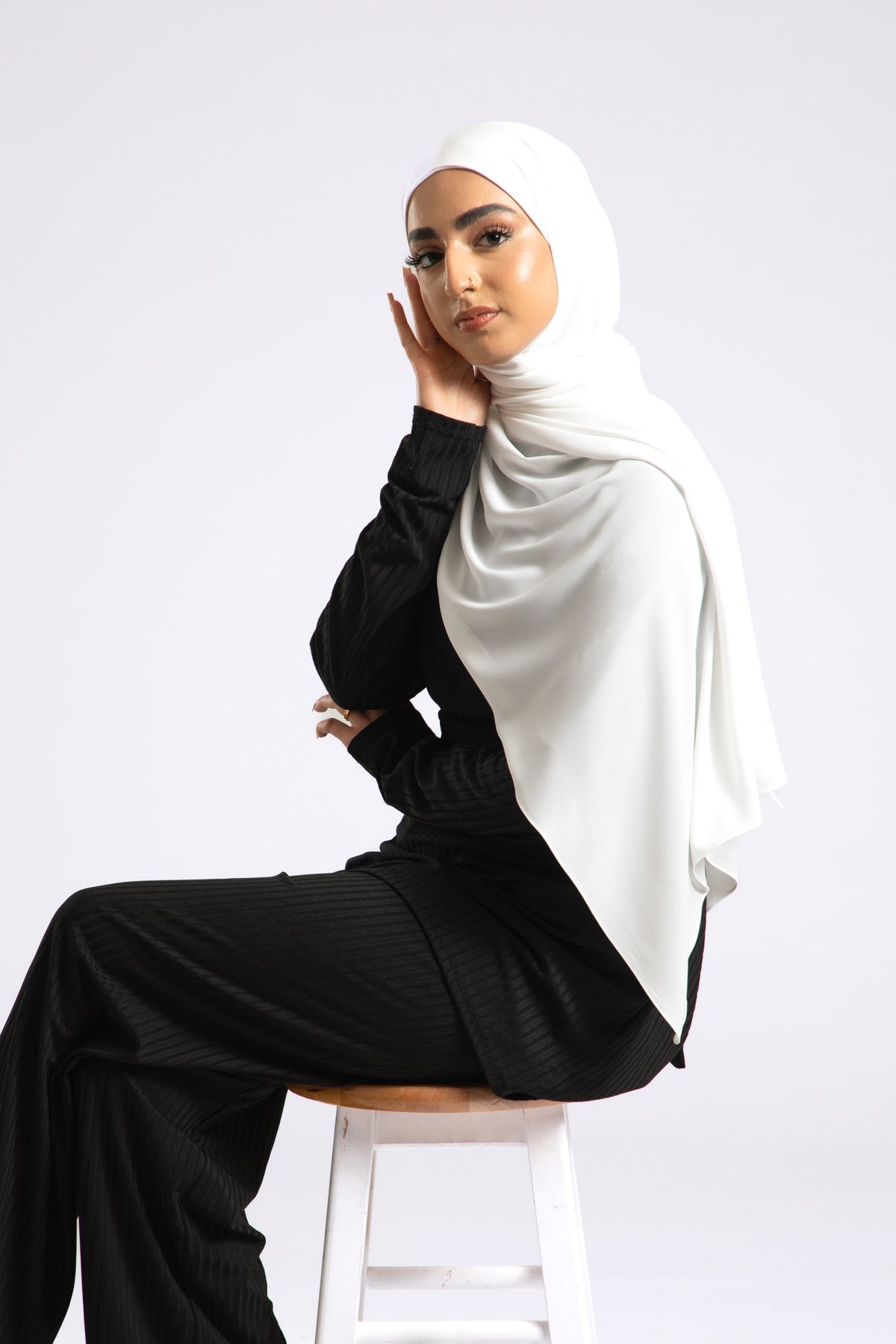 Georgette White Hijab