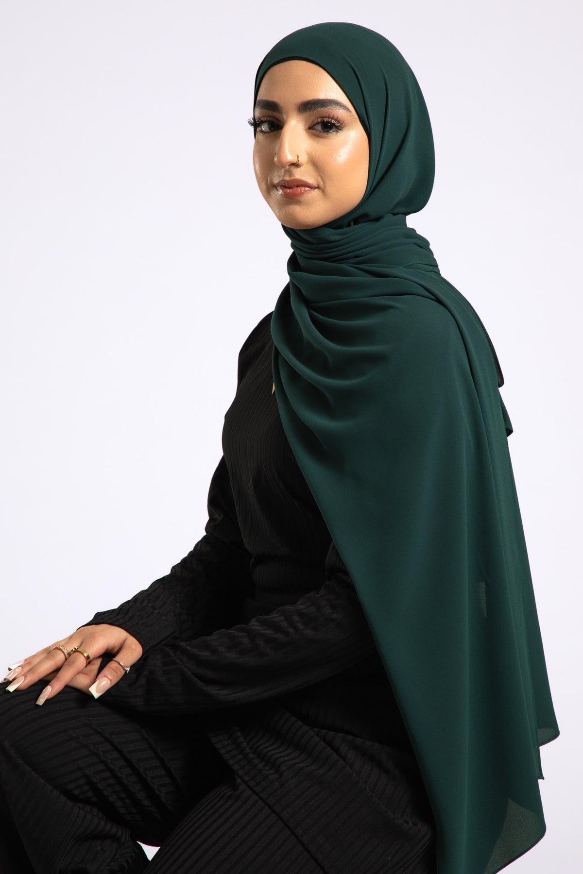 Georgette Forest Green Hijab