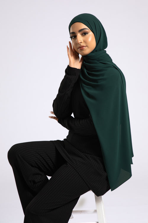 Premium Georgette Crepe Hijab - Emerald Green