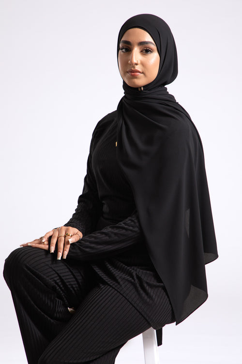 Premium Georgette Crepe Hijab - Black