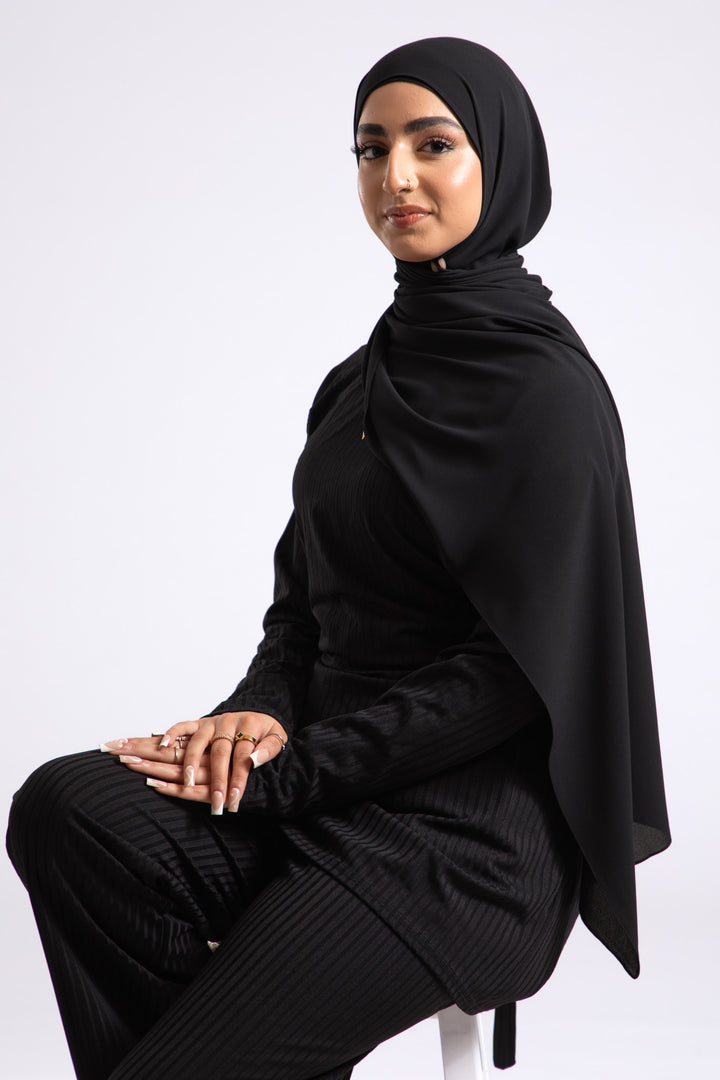 Premium Crepe Chiffon Hijab - Black