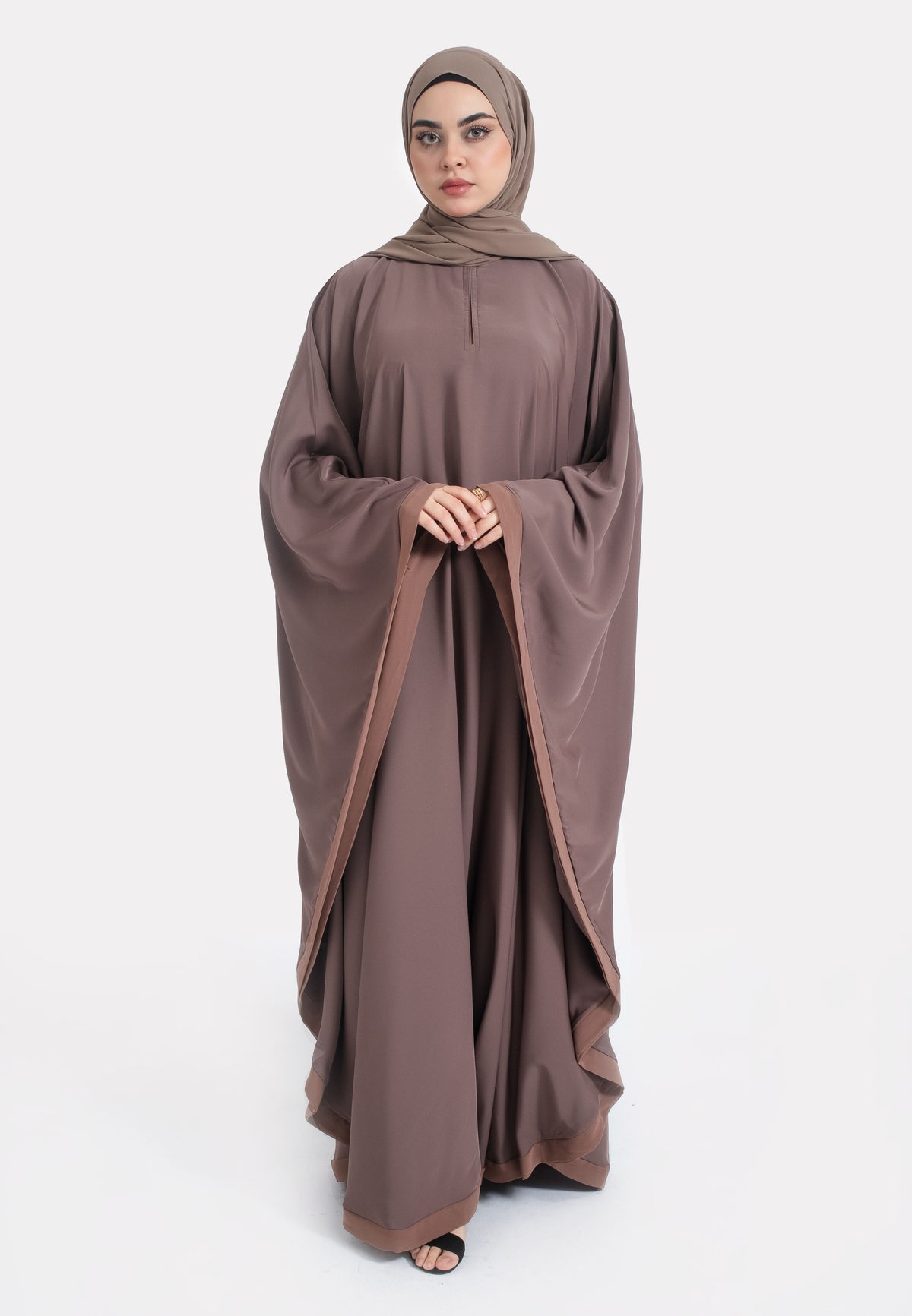 Plain Taupe Butterfly Farasha - Front