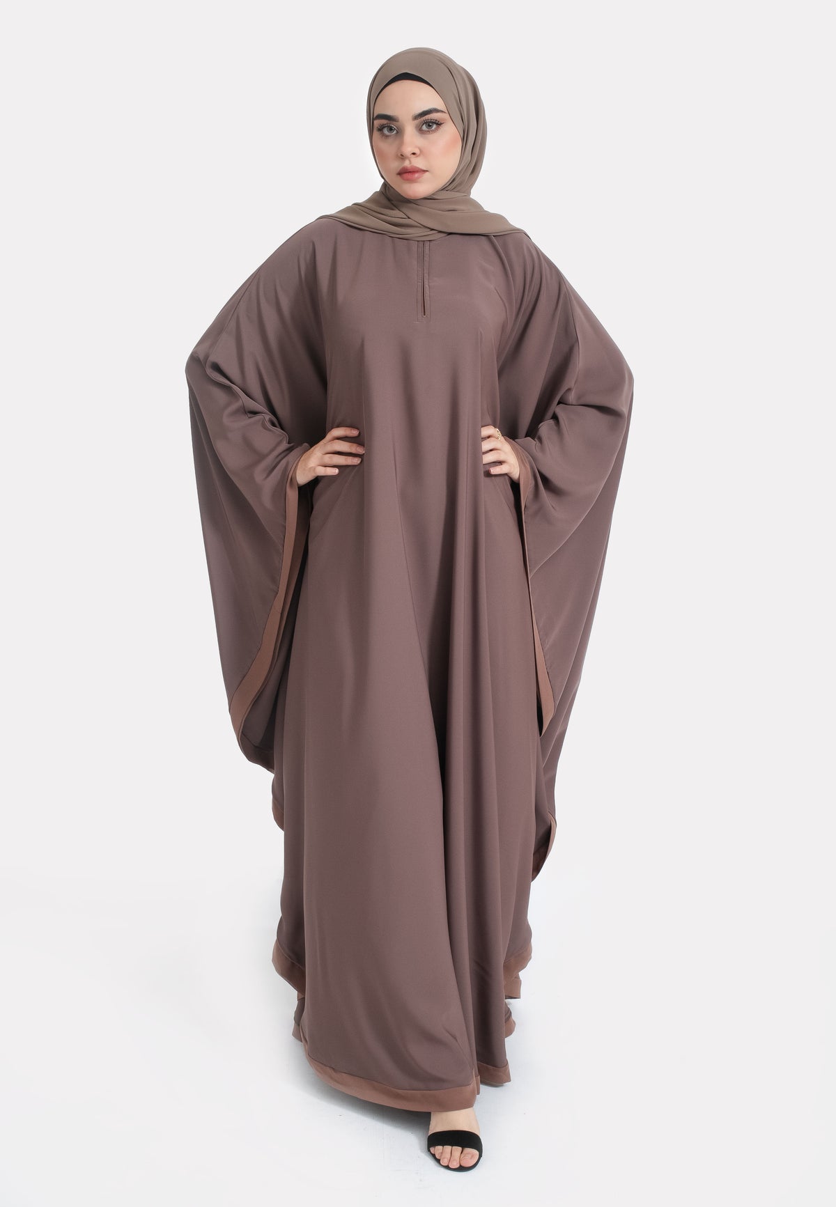 Plain Taupe Butterfly Farasha - Front