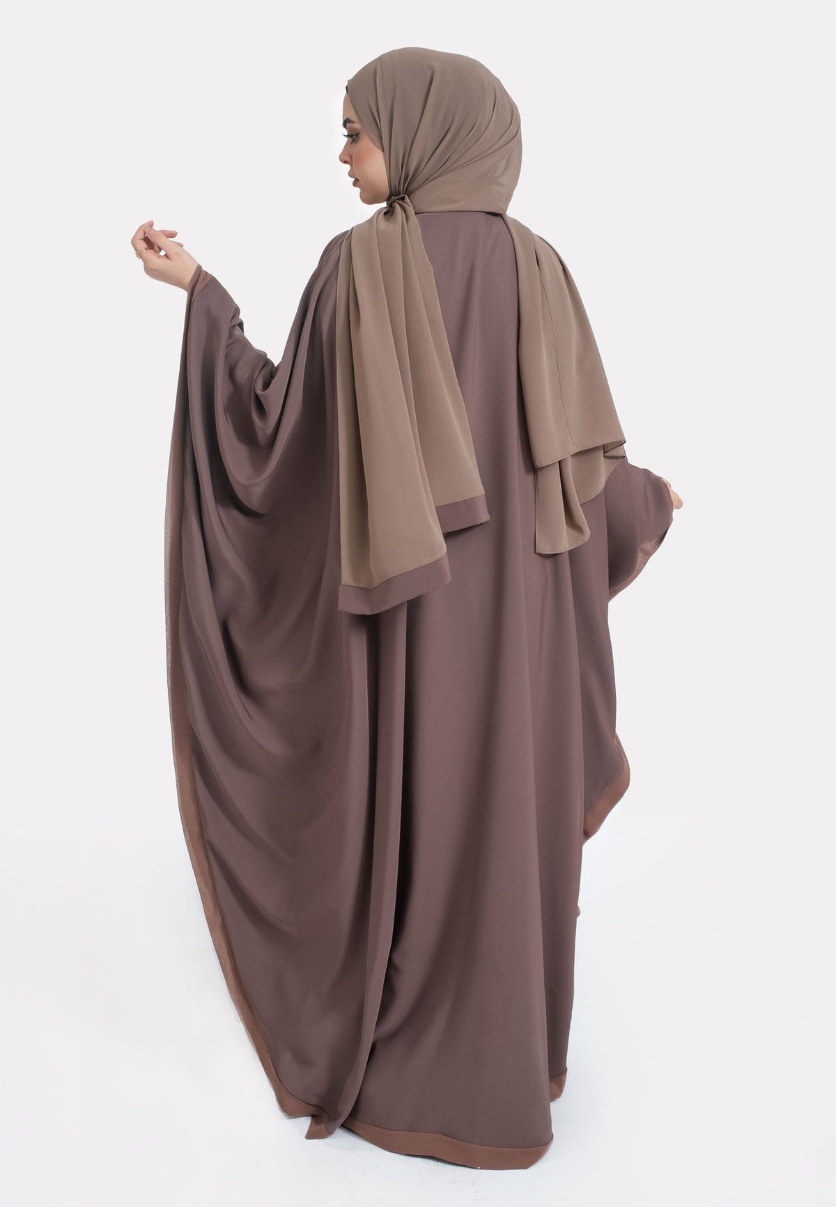 Plain Taupe Butterfly Farasha - Back