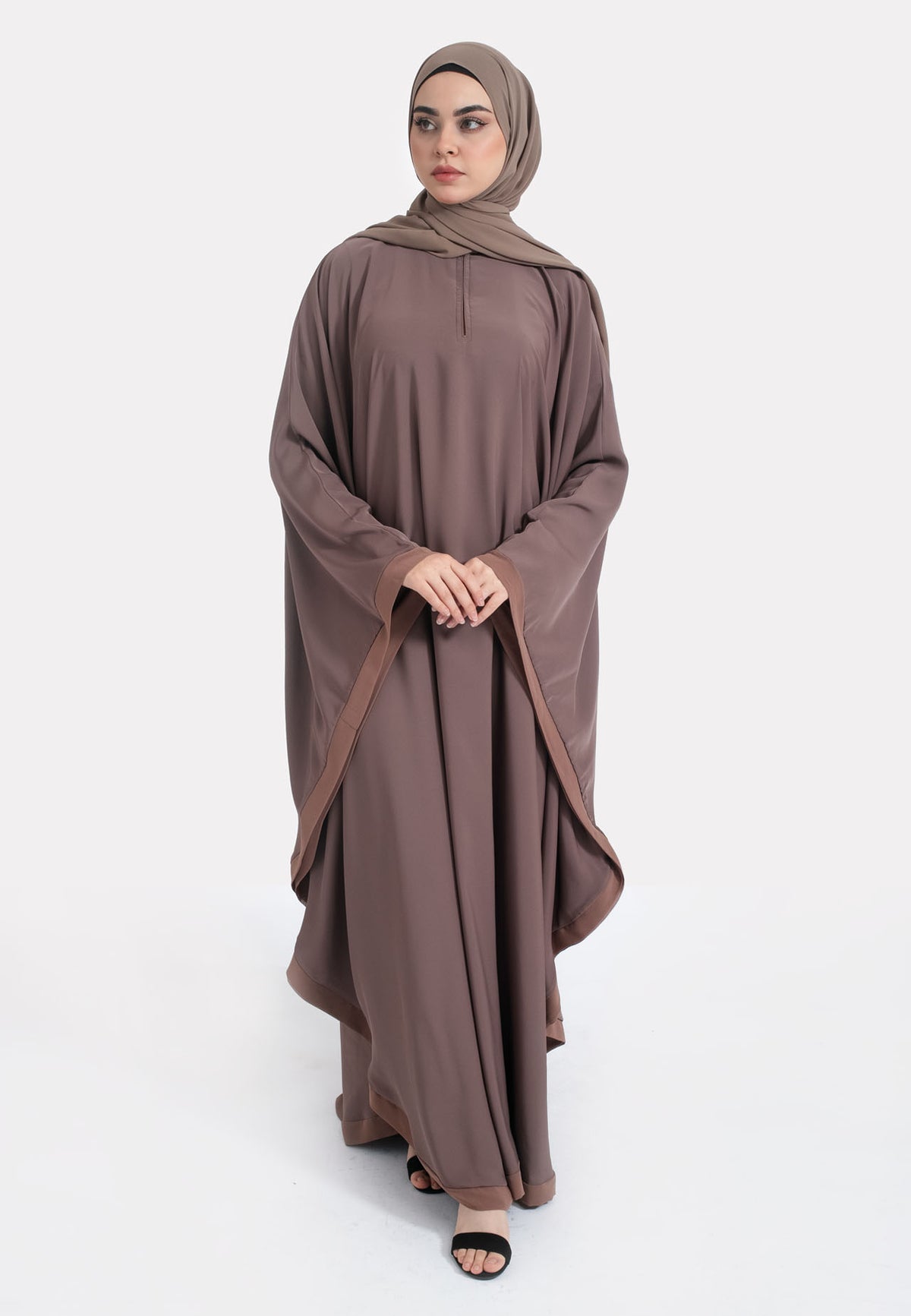 Plain Taupe Butterfly Farasha - Front