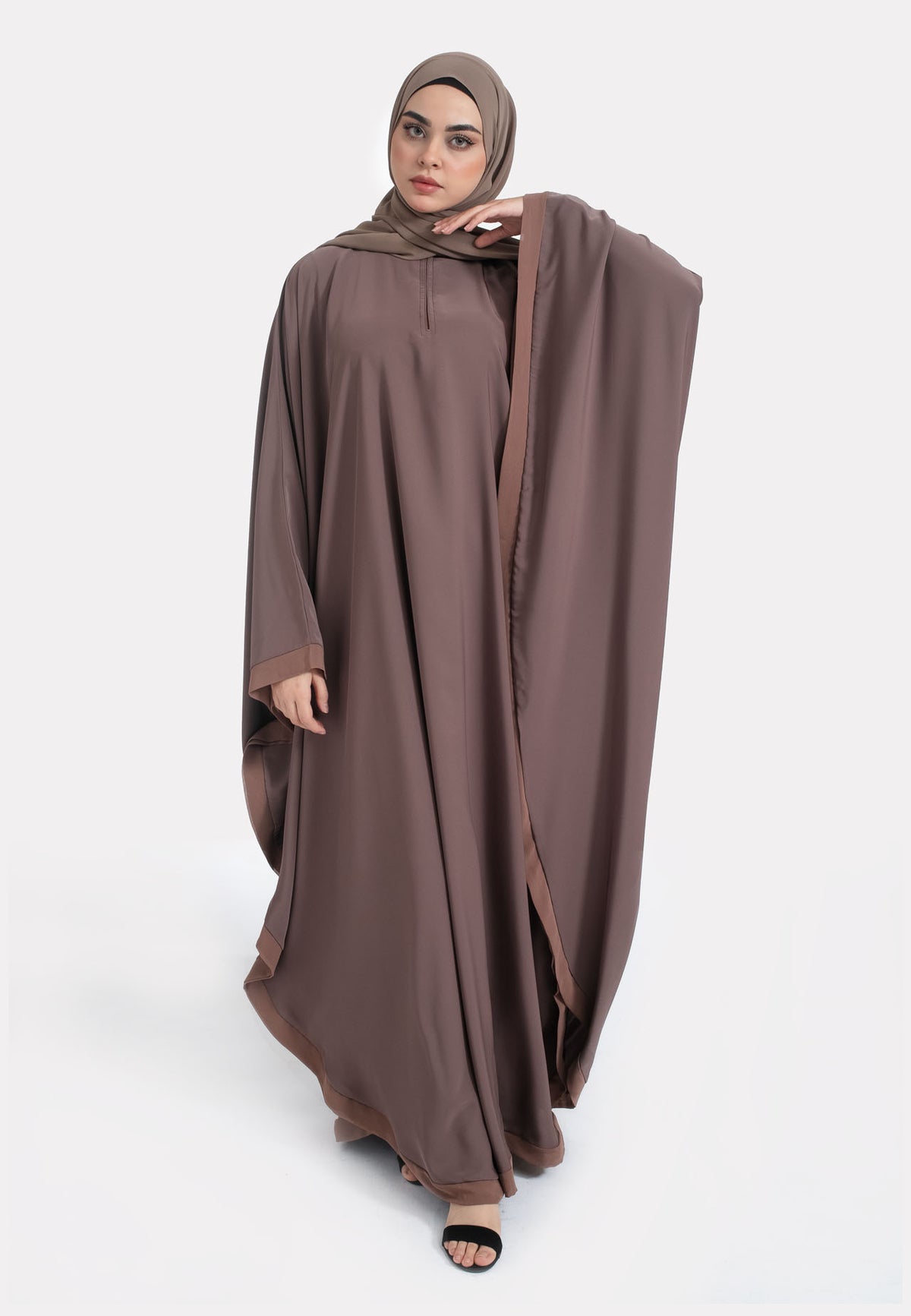 Plain Taupe Butterfly Farasha - Front