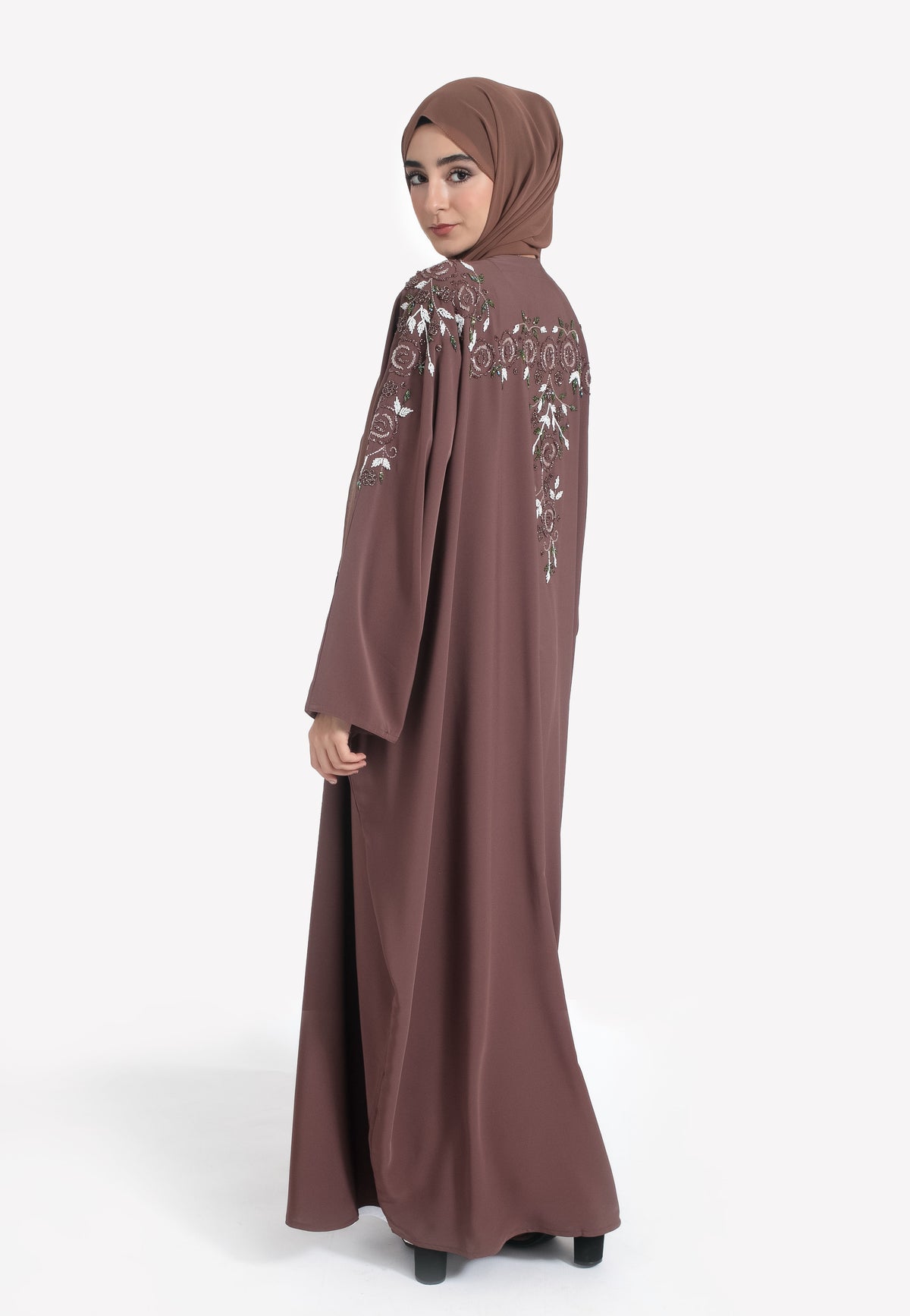 Taupe Embellished Batwing Abaya