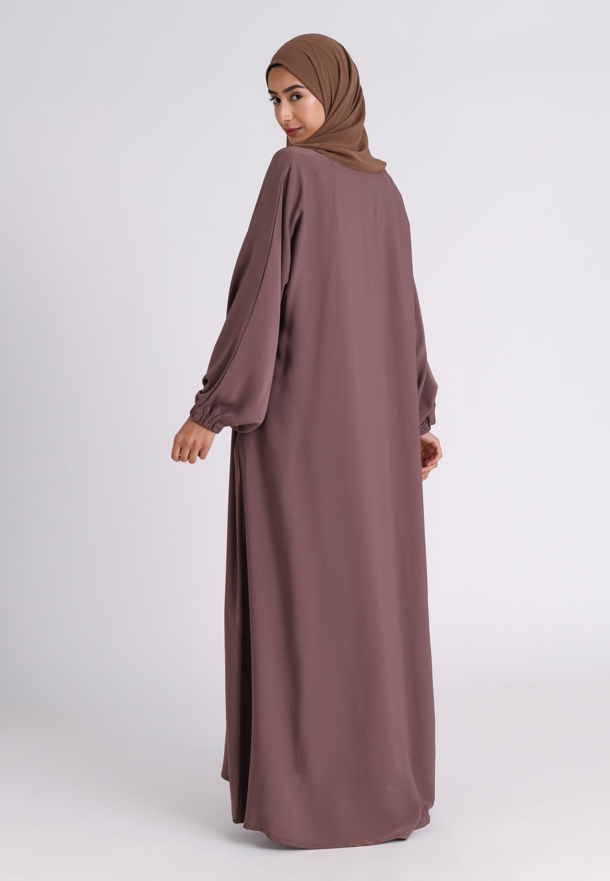 Taupe Closed Abaya with Zip Pockets