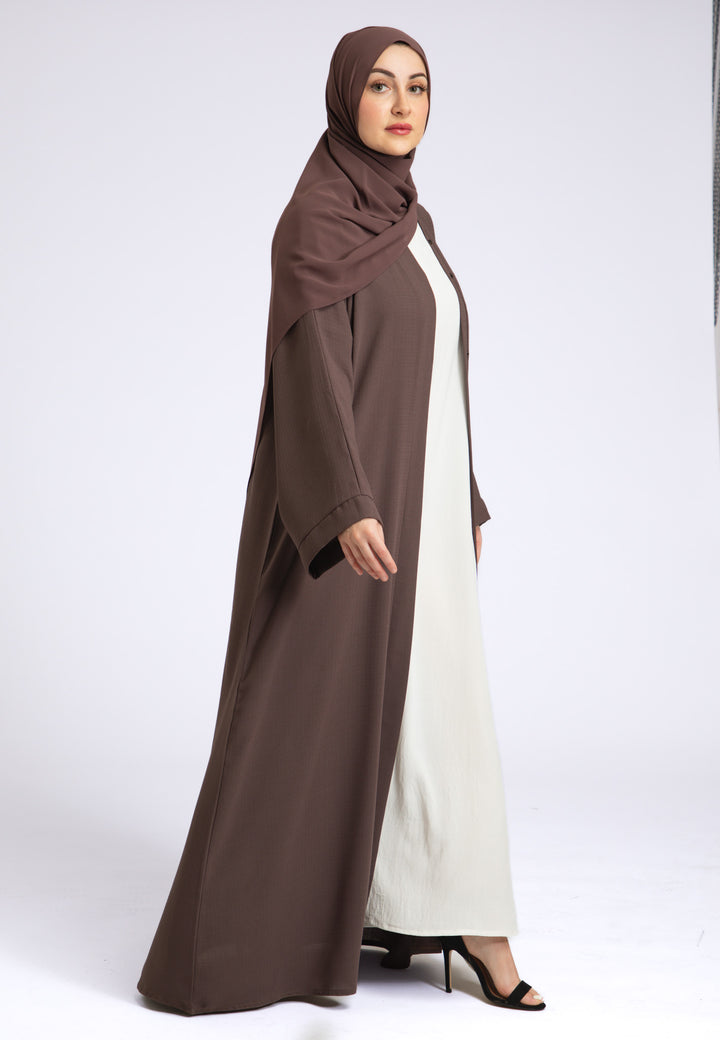 Taupe Linen Open Abaya