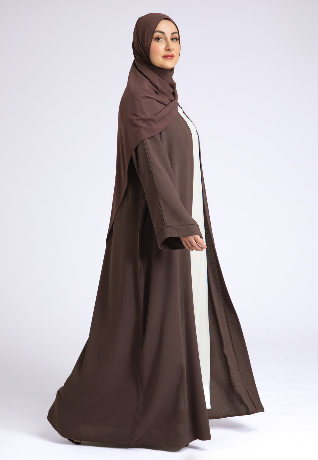 Taupe Linen Open Abaya